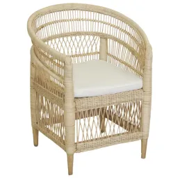 Fauteuil Malawi en rotin naturel + coussin