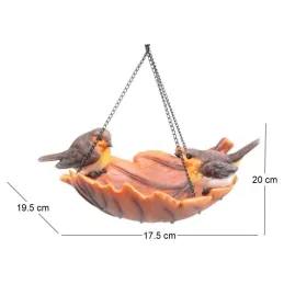 Oiseau dans bain en résine à suspendre