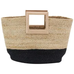 Sac cabas en jute et bois naturel et noir
