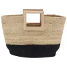 Sac cabas en jute et bois naturel et noir