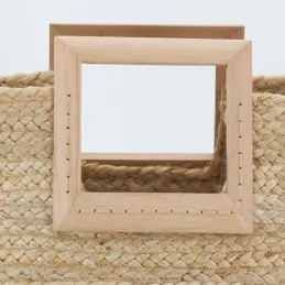 Sac cabas en jute et bois naturel et noir
