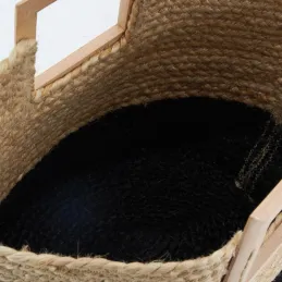 Sac cabas en jute et bois naturel et noir