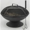 Brasero avec grille + couvercle en métal noir