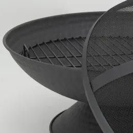 Brasero avec grille + couvercle en métal noir