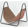 Porte-bûches en métal et cuir