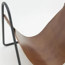 Porte-bûches en métal et cuir