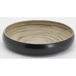 Plateaux ronds en bambou naturel et noir (lot de 2)