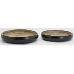 Plateaux ronds en bambou naturel et noir (lot de 2)