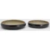Plateaux ronds en bambou naturel et noir (lot de 2)