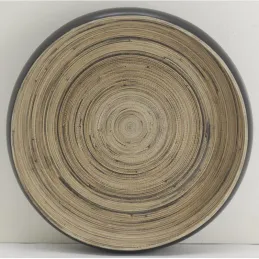 Plateaux ronds en bambou naturel et noir (lot de 2)