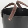 Seaux en métal noir et cuir (lot de 2)