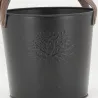 Seaux en métal noir et cuir (lot de 2)