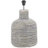 Pied de lampe en jonc naturel et bleu