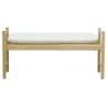 Banc en bois avec coussin en coton blanc