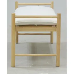 Banc en bois avec coussin en coton blanc
