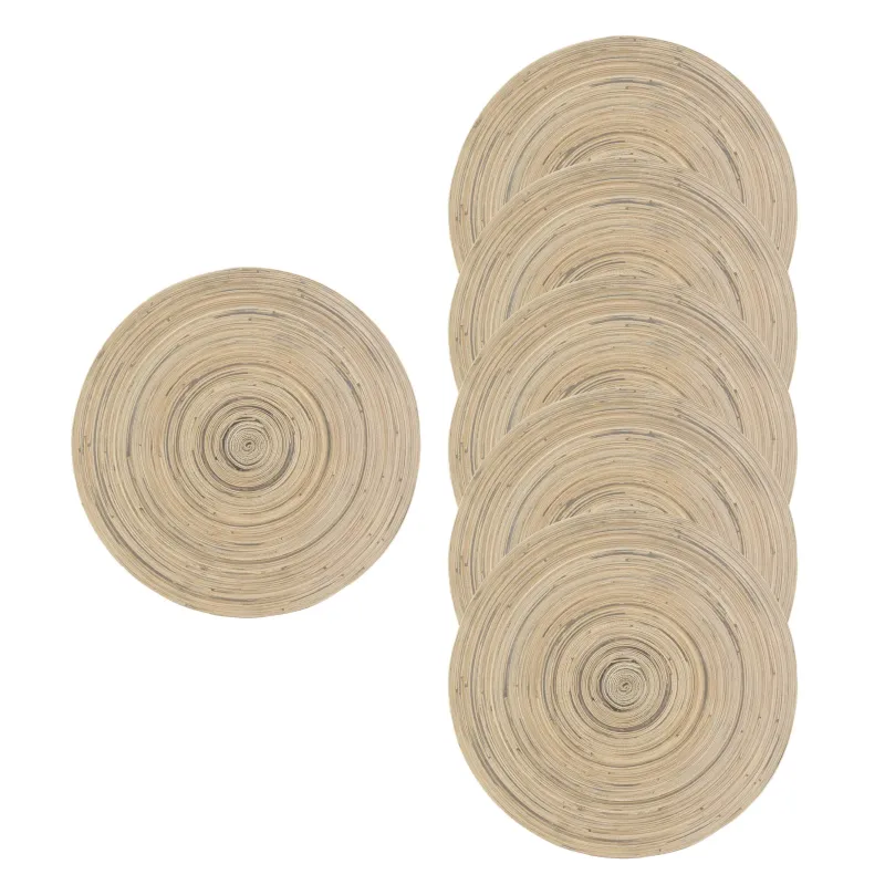 Sets de table en bambou naturel et noir (lot de 6)