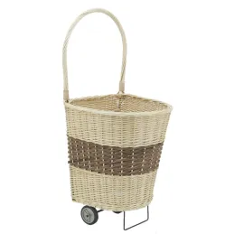 Chariot à bûches en osier bicolore