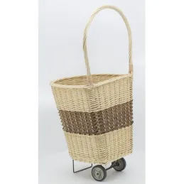 Chariot à bûches en osier bicolore