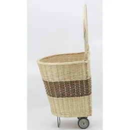 Chariot à bûches en osier bicolore