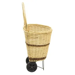 Chariot à bûches en osier bicolore
