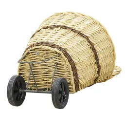 Chariot à bûches en osier bicolore