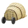 Chariot à bûches en osier bicolore