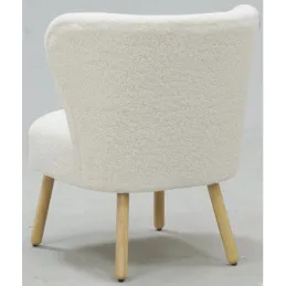 Fauteuil bois et bouclettes blanc