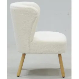 Fauteuil bois et bouclettes blanc