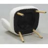 Fauteuil bois et bouclettes blanc