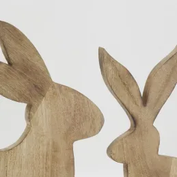 Décors lapins en manguier naturel (lot de 2)