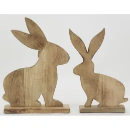 Décors lapins en manguier naturel (lot de 2)