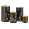 Photophores en métal noir et doré Maison (lot de 4)