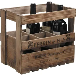 Caisse en bois vieilli 6 bouteilles Perrin et Fils