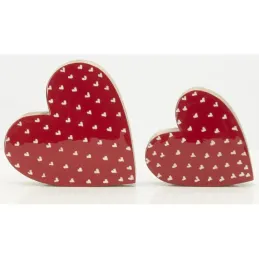 Cœurs à poser en manguier rouge et blanc (lot de 2)