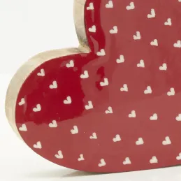 Cœurs à poser en manguier rouge et blanc (lot de 2)