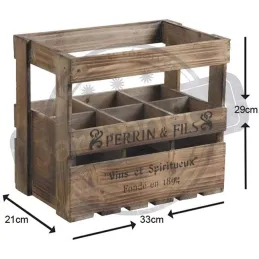 Caisse en bois vieilli 6 bouteilles Perrin et Fils