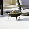 Brasero rond en métal sur pied