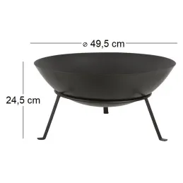Brasero rond en métal sur pied