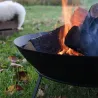 Brasero rond en métal sur pied