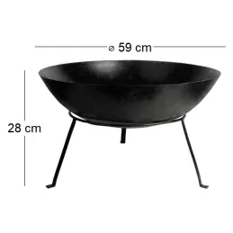 Brasero rond en métal sur pied