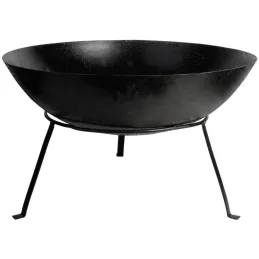 Brasero rond en métal sur pied