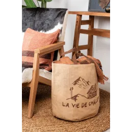 Sac rond en jute naturel plastifié
