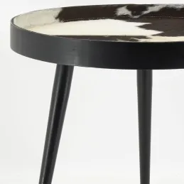 Table basse en métal et peau de vache