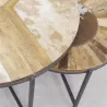 Tables rondes en bois, métal et peau de vache (lot de 2)