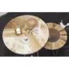 Tables rondes en bois, métal et peau de vache (lot de 2)