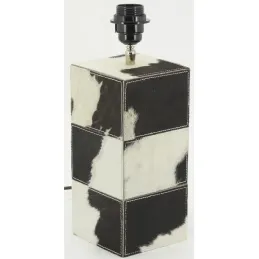 Pied de lampe en peau de vache noir et blanc