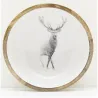 Corbeille ronde en manguier avec résine blanche décor Cerf