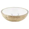 Corbeille ronde en manguier avec résine blanche décor Cerf