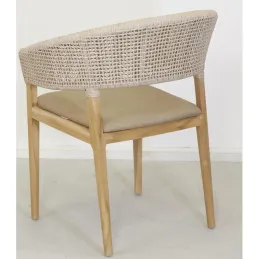 Fauteuil extérieur en teck et résine + coussin