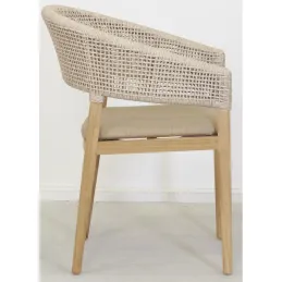 Fauteuil extérieur en teck et résine + coussin